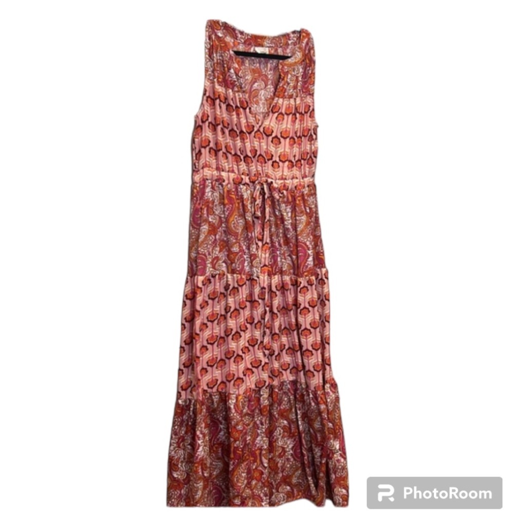 An’ge Onyx Floral Maxi Dress Sleeveless Tiered Boho Women Size S